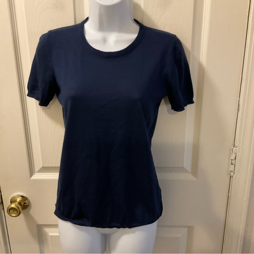 Franck Namani Blue Fitted Crew Neck Sweater like new condition.